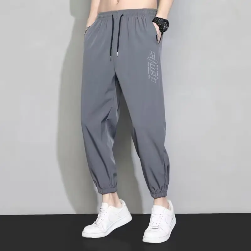 2023 Summer Ice Silk Loose Ankle-Tied Sports Pants for Men - Image 6