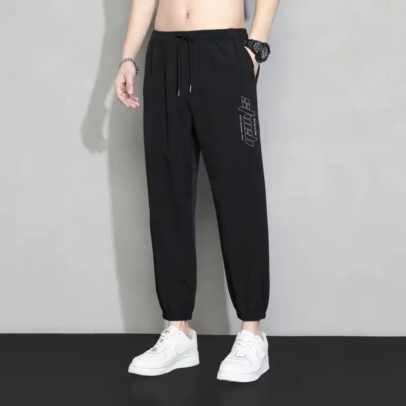 2023 Summer Ice Silk Loose Ankle-Tied Sports Pants for Men - Image 8