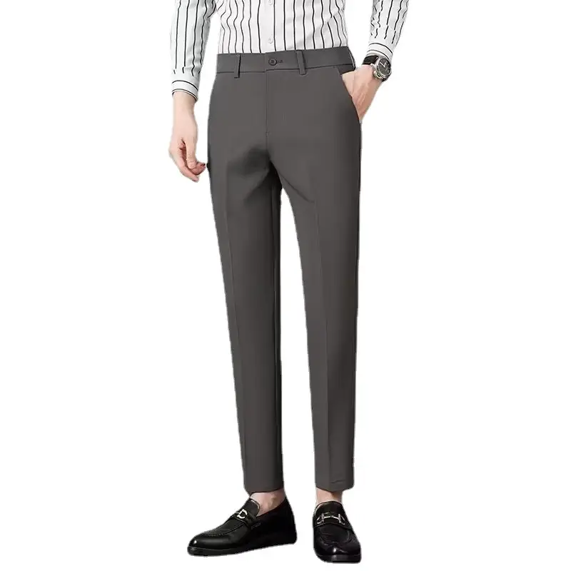 Men's 2023 Straight Casual Pants Light Grey Ankle Length - Image 13