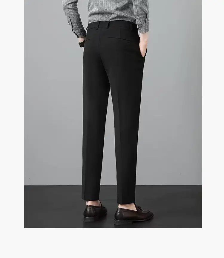 Men's 2023 Straight Casual Pants Light Grey Ankle Length — feature 10
