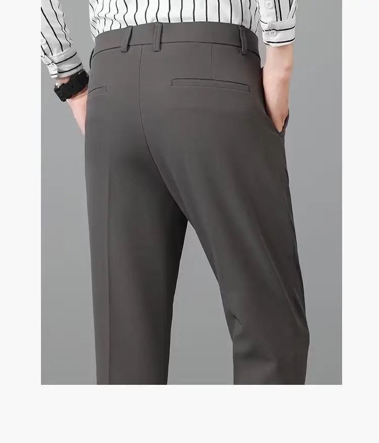 Men's 2023 Straight Casual Pants Light Grey Ankle Length — feature 14