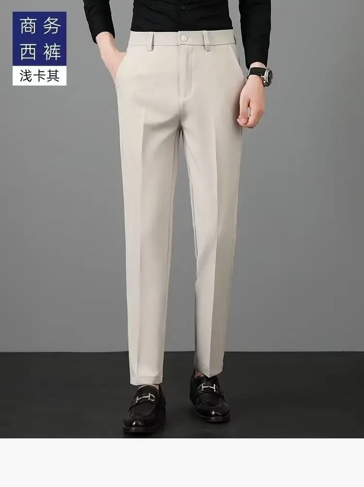 Men's 2023 Straight Casual Pants Light Grey Ankle Length — feature 19