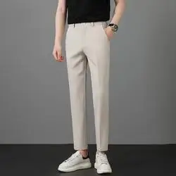 Men's 2023 Straight Casual Pants Light Grey Ankle Length - Image 3