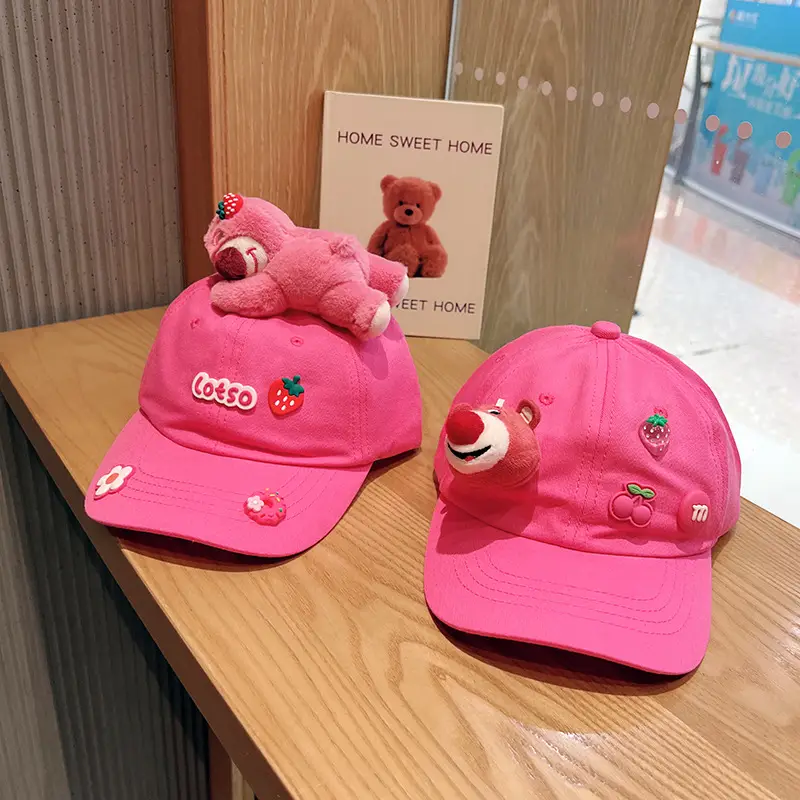 Pink Korean Style Bear Cap for Girls Boys - Image 12
