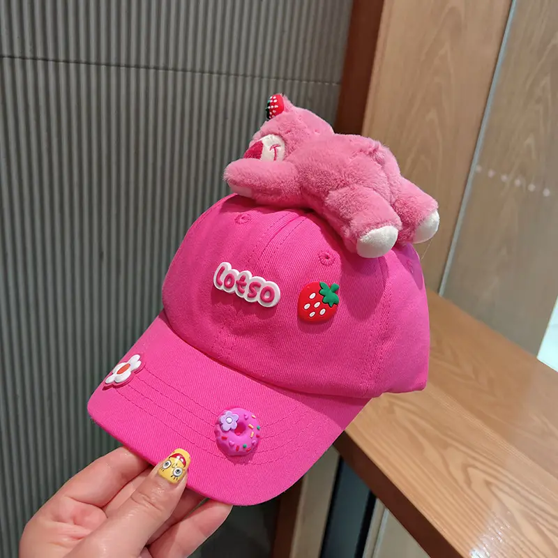 Pink Korean Style Bear Cap for Girls Boys - Image 4