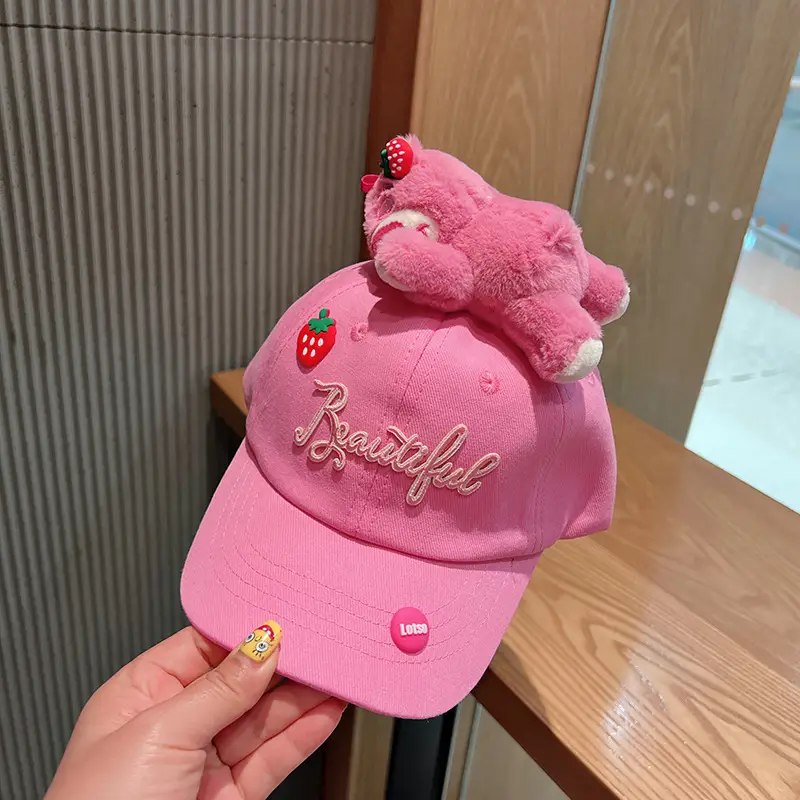 Pink Korean Style Bear Cap for Girls Boys - Image 5