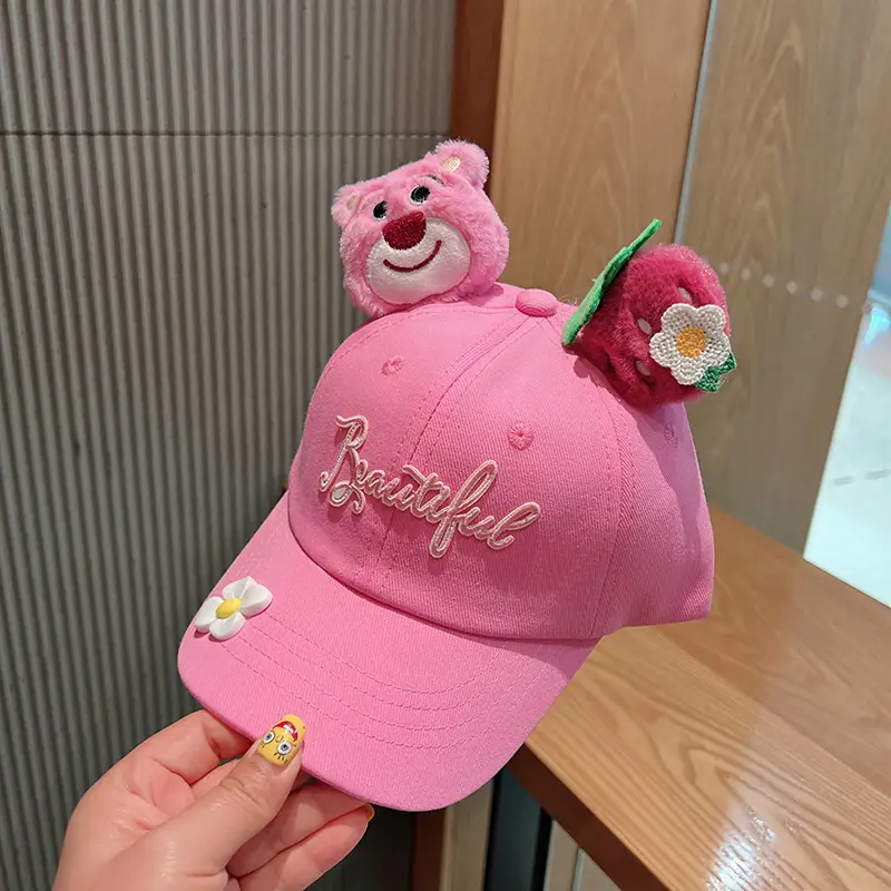 Pink Korean Style Bear Cap for Girls Boys - Image 6