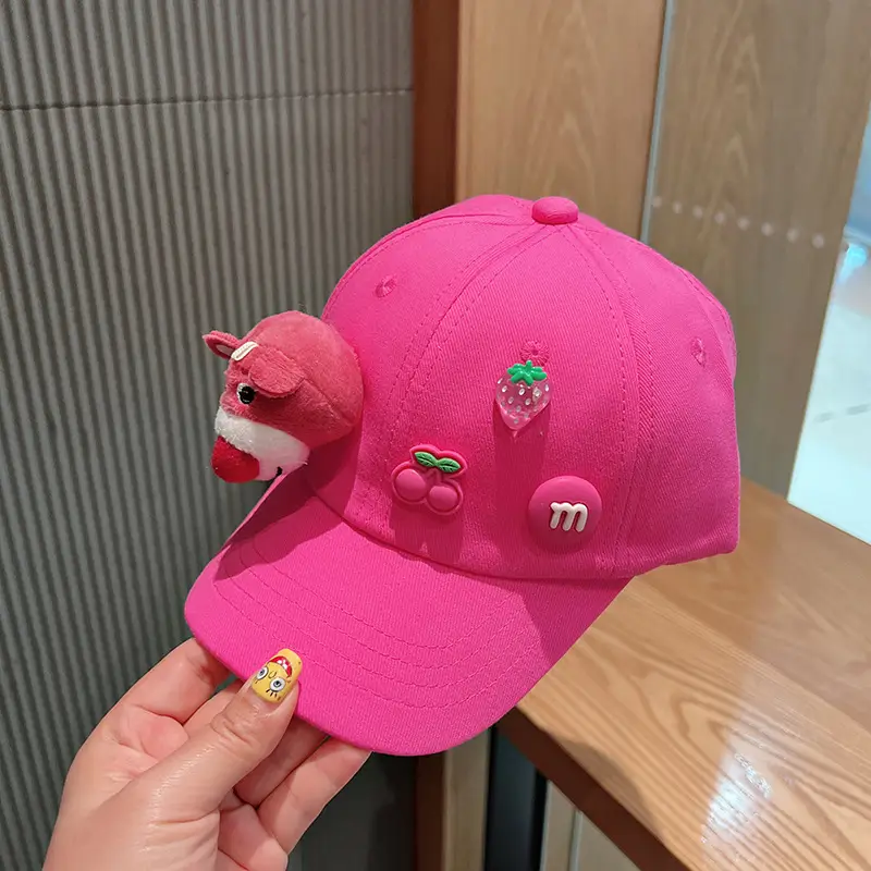 Pink Korean Style Bear Cap for Girls Boys - Image 7