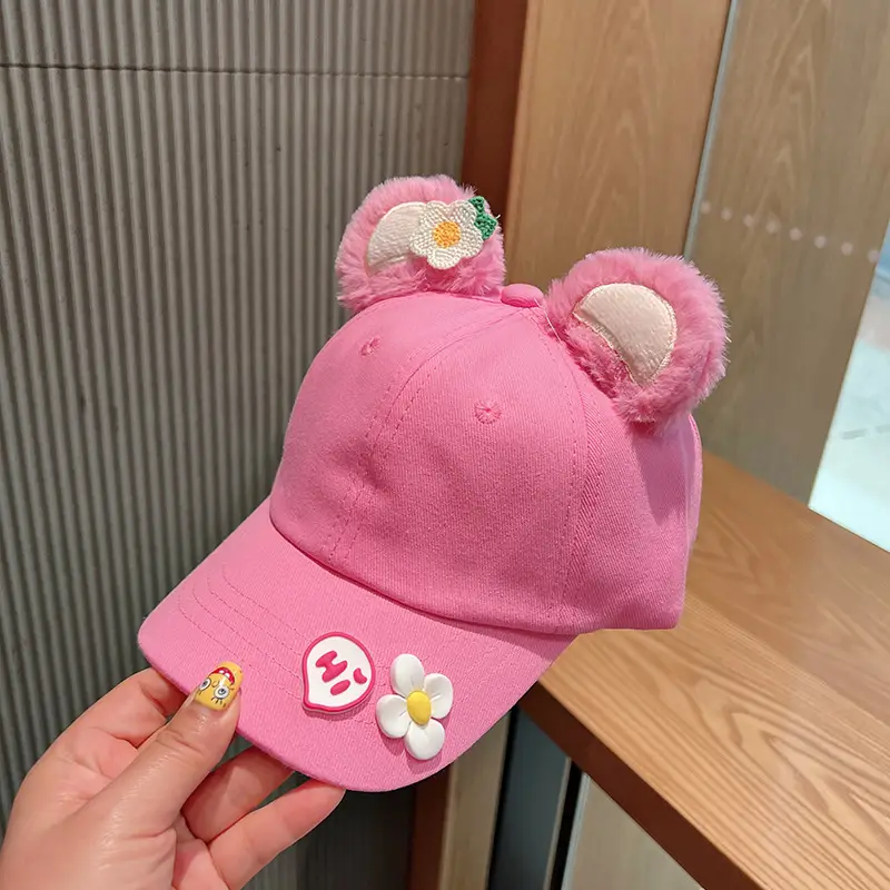 Pink Korean Style Bear Cap for Girls Boys - Image 8