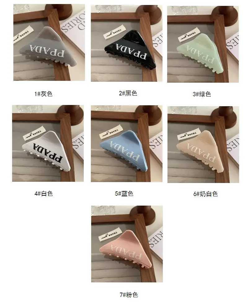 Women Letter Triangle Hair Clip Blue Medium Ponytail — feature 24
