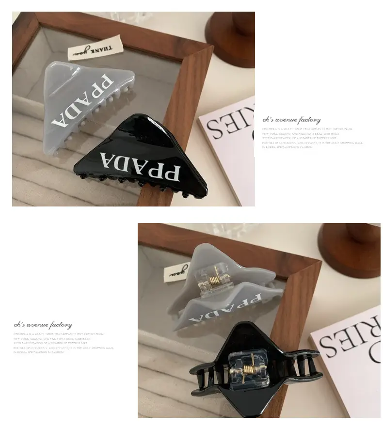 Women Letter Triangle Hair Clip Blue Medium Ponytail — feature 26