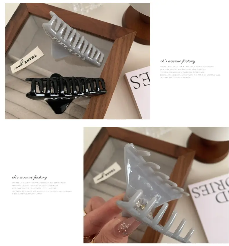 Women Letter Triangle Hair Clip Blue Medium Ponytail — feature 27