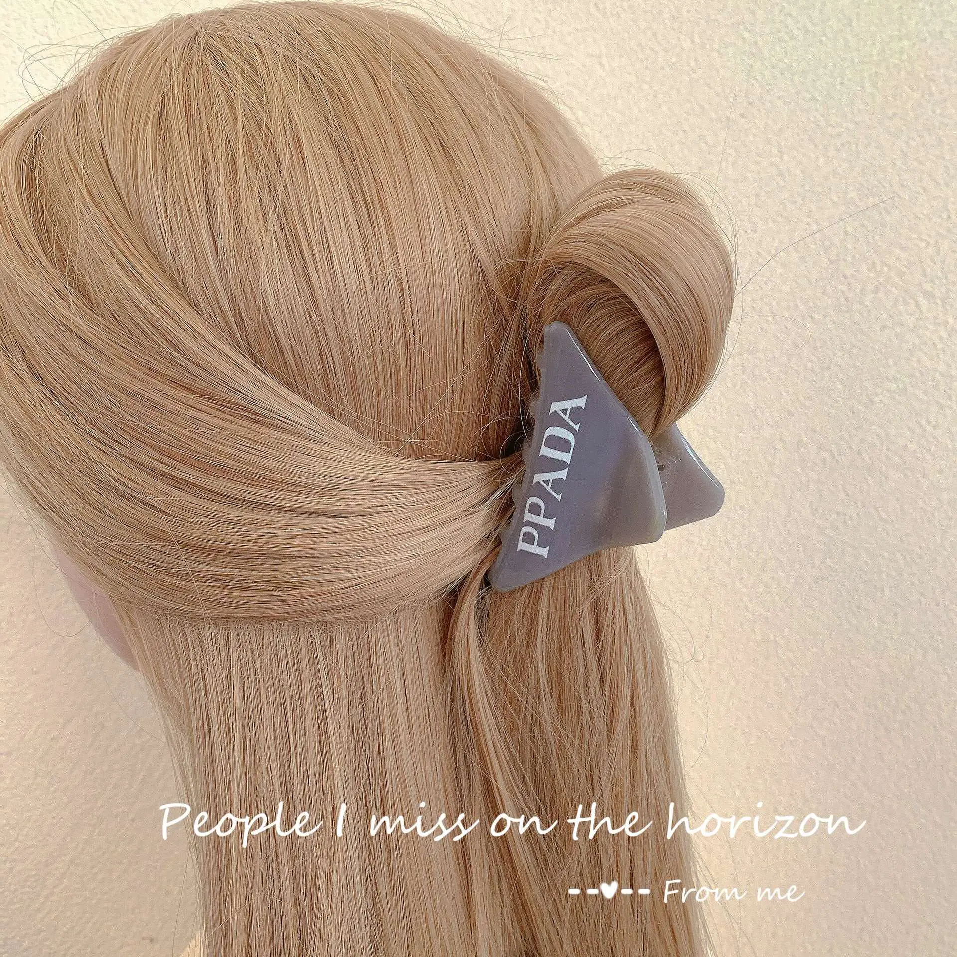 Women Letter Triangle Hair Clip Blue Medium Ponytail — feature 43