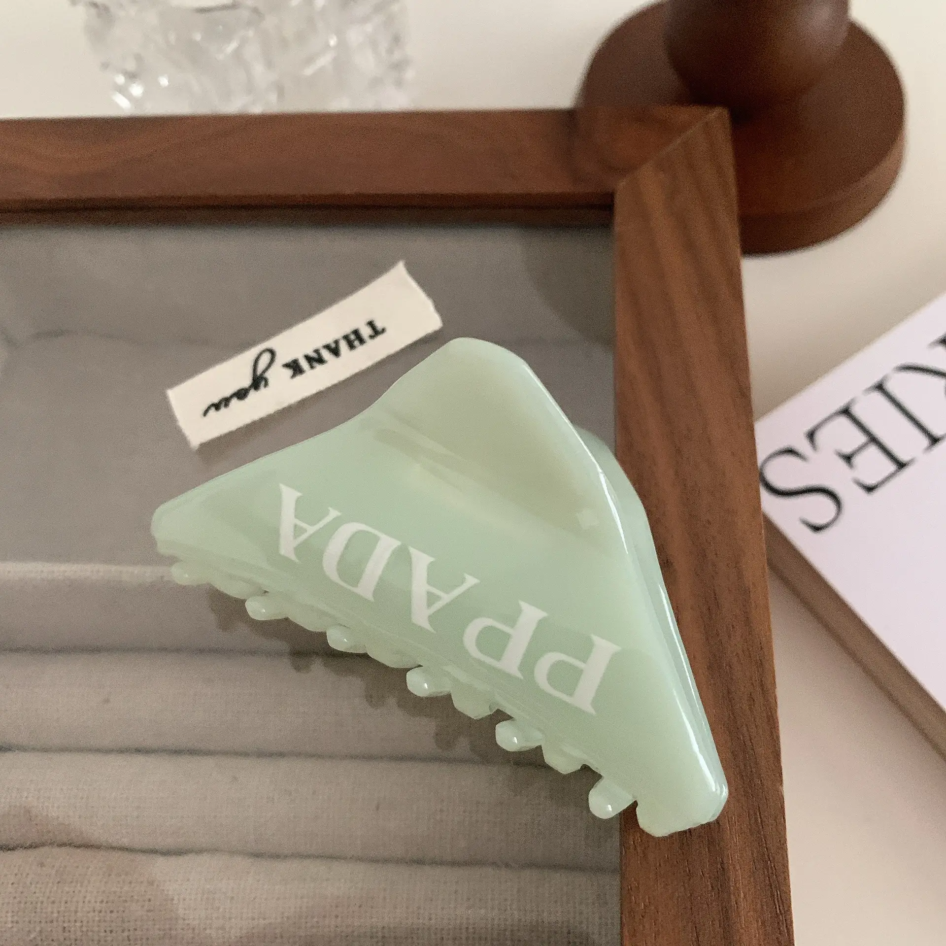 Women Letter Triangle Hair Clip Blue Medium Ponytail - Image 2