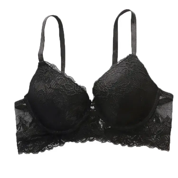 Black Lace Ultra-Thin Bra for Small Chest Large Underwear - Image 6