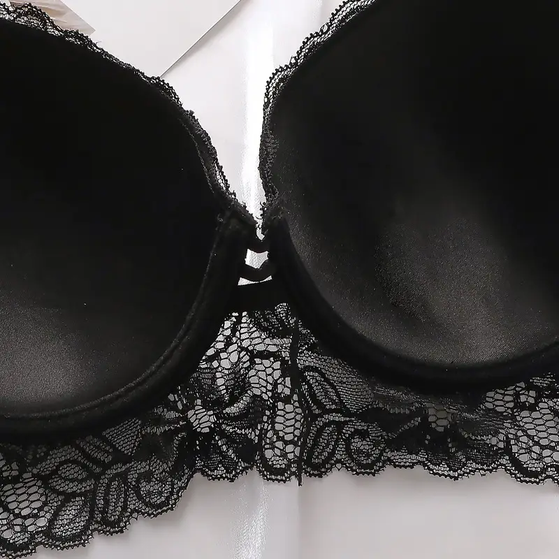 Black Lace Ultra-Thin Bra for Small Chest Large Underwear — feature 13