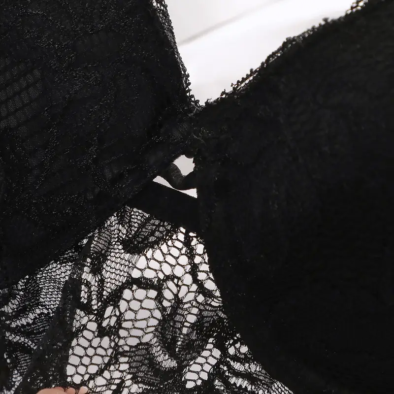 Black Lace Ultra-Thin Bra for Small Chest Large Underwear — feature 14