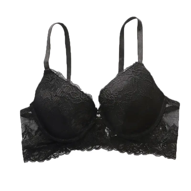 Black Lace Ultra-Thin Bra for Small Chest Large Underwear — feature 7