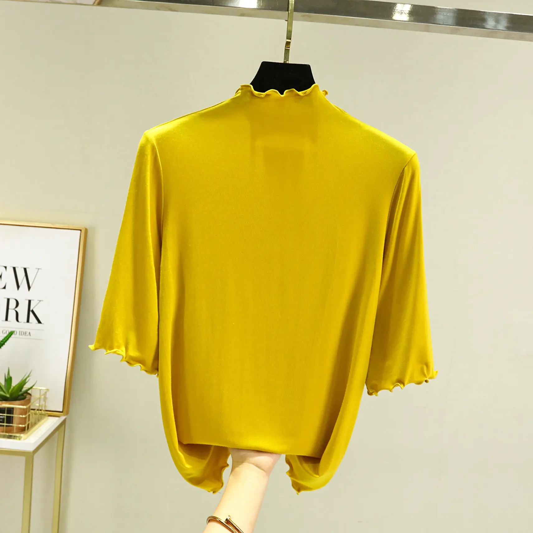 Women's Yellow Modal Muffel T-Shirt Half Sleeve - Image 14