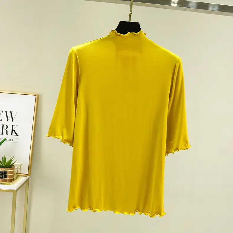 Women's Yellow Modal Muffel T-Shirt Half Sleeve — feature 13