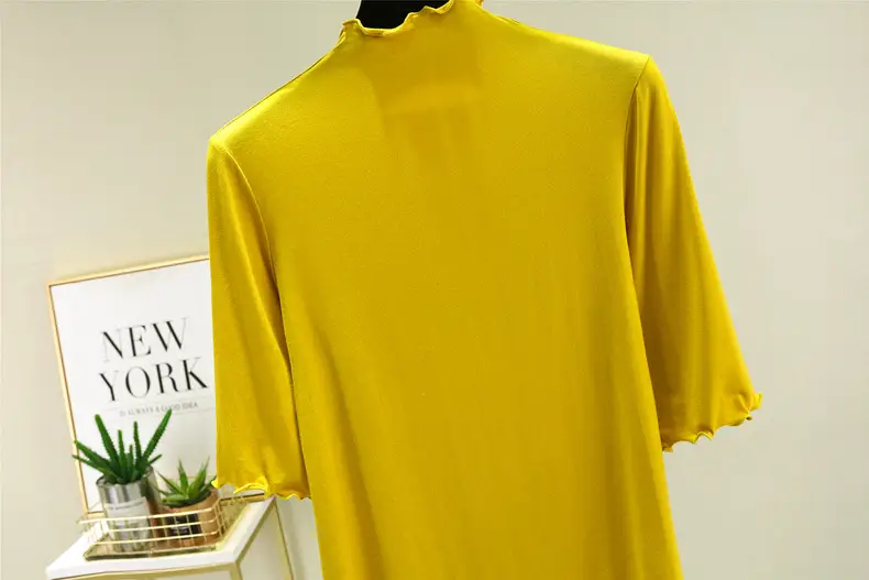 Women's Yellow Modal Muffel T-Shirt Half Sleeve — feature 14