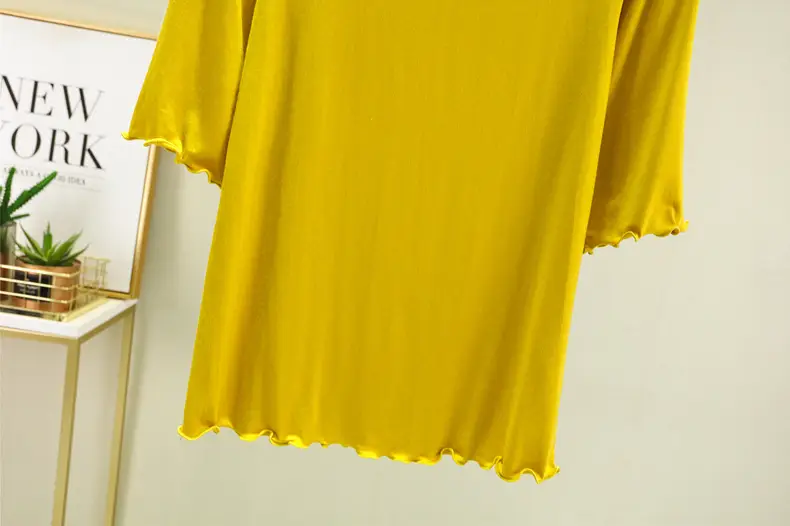 Women's Yellow Modal Muffel T-Shirt Half Sleeve — feature 18