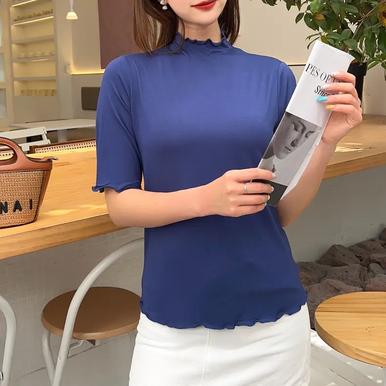 Women's Yellow Modal Muffel T-Shirt Half Sleeve — feature 26
