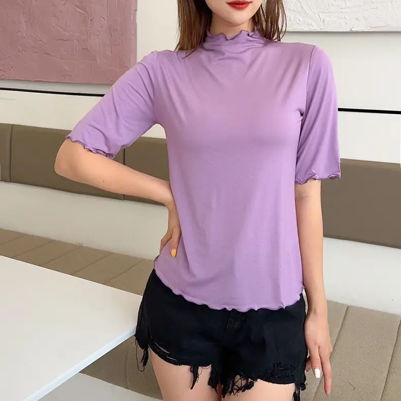 Women's Yellow Modal Muffel T-Shirt Half Sleeve — feature 27