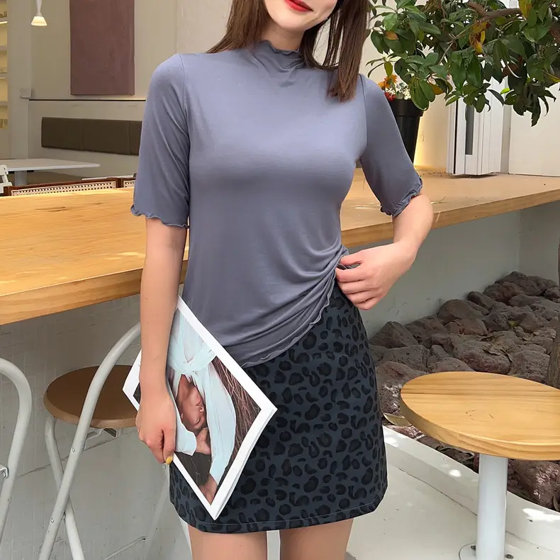Women's Yellow Modal Muffel T-Shirt Half Sleeve — feature 30