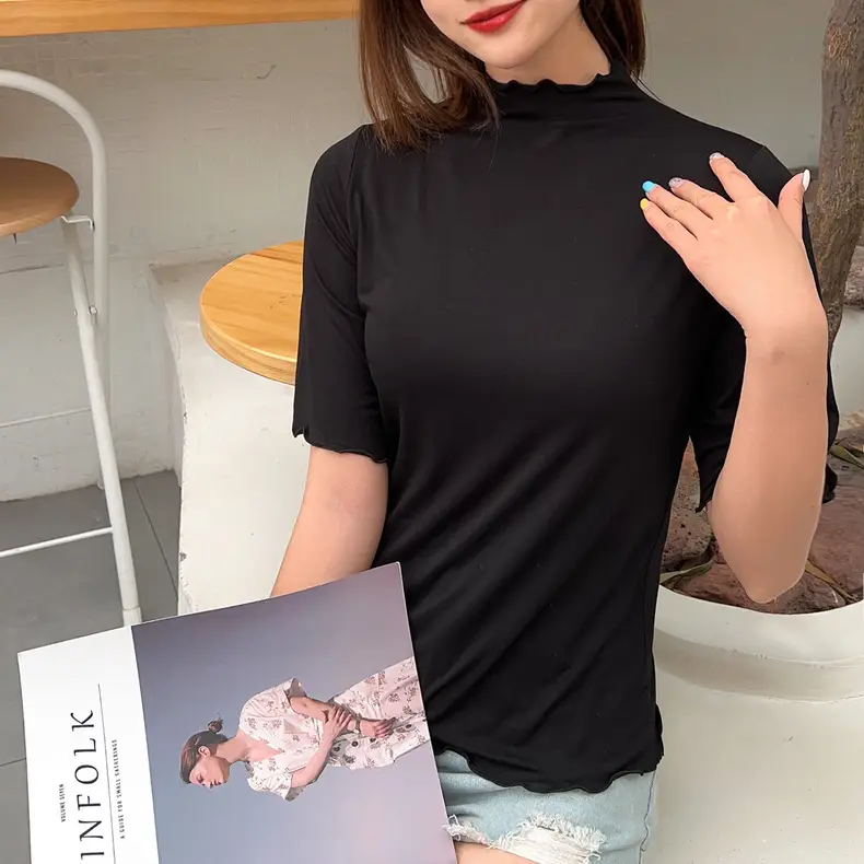 Women's Yellow Modal Muffel T-Shirt Half Sleeve — feature 31