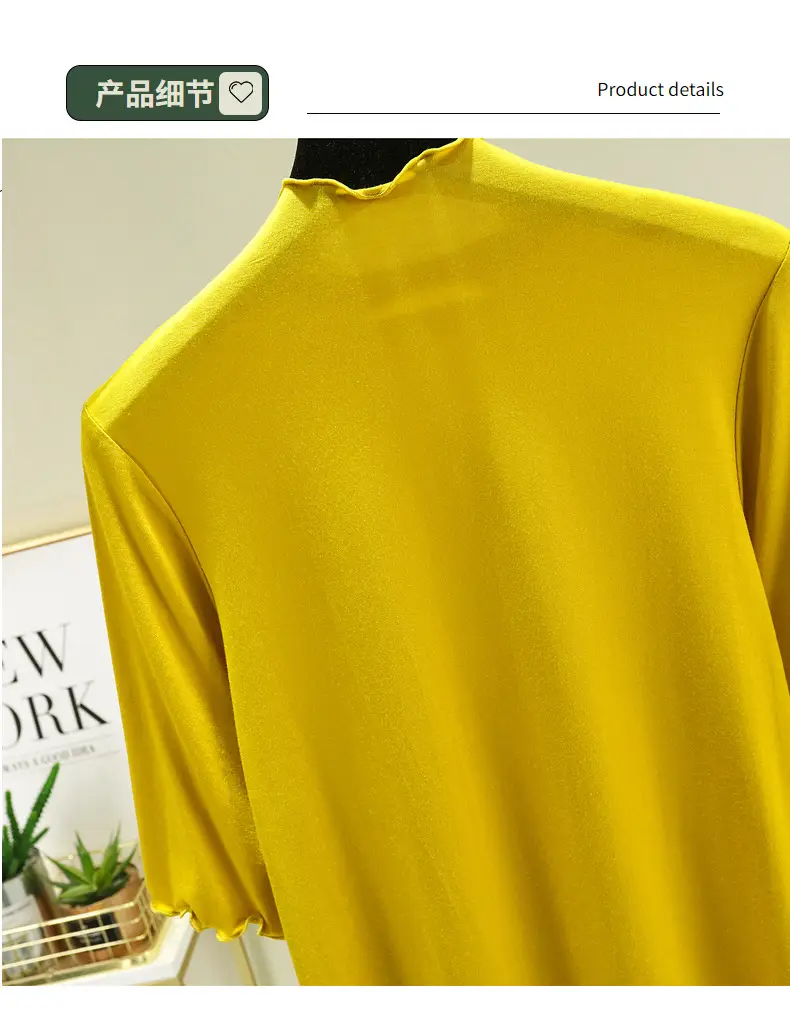 Women's Yellow Modal Muffel T-Shirt Half Sleeve — feature 9