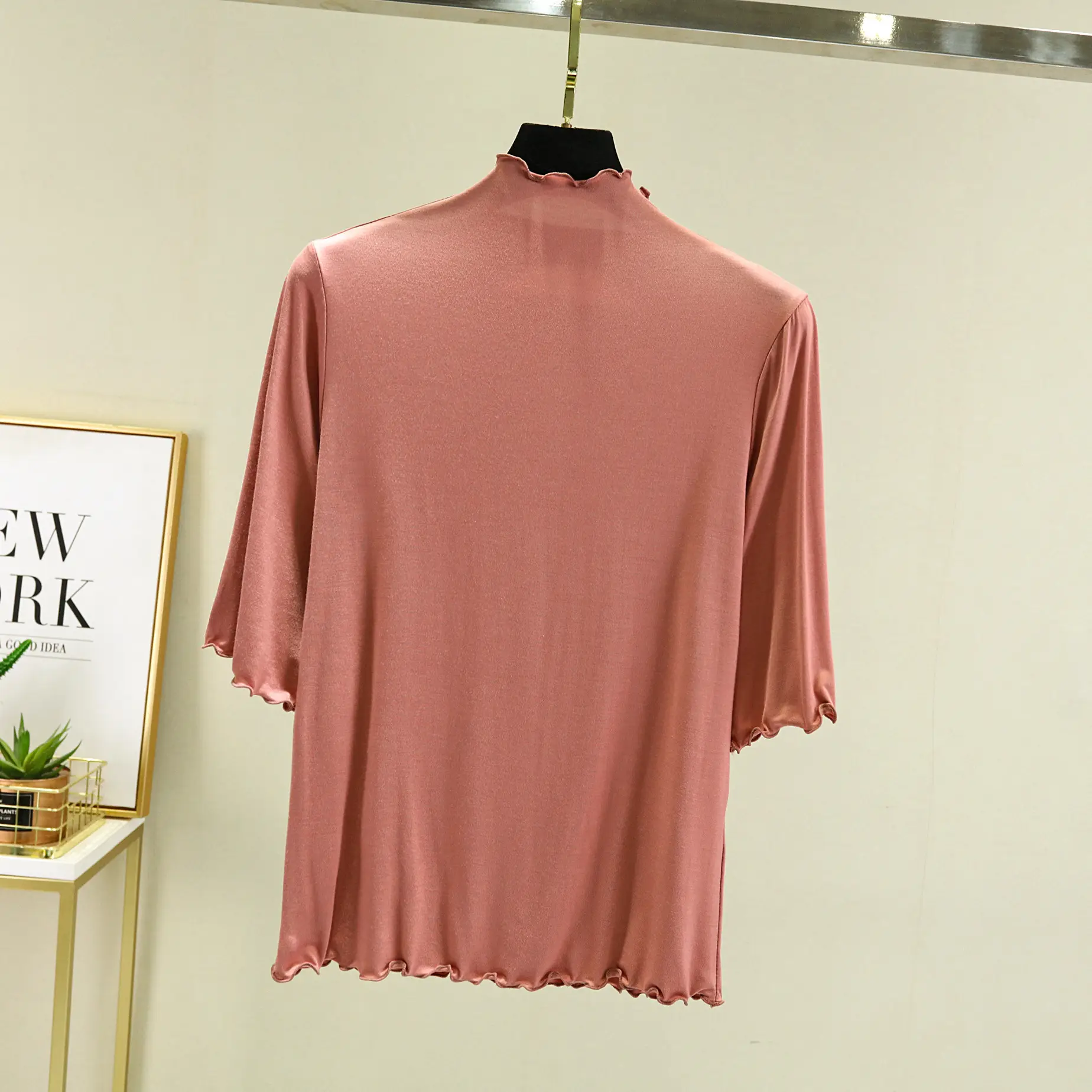 Women's Yellow Modal Muffel T-Shirt Half Sleeve - Image 6