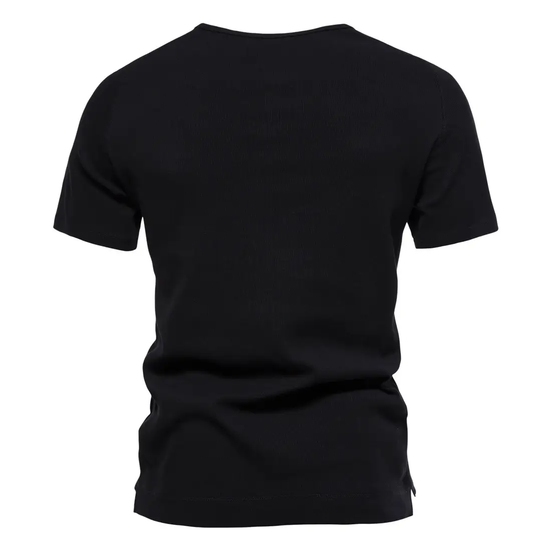 Men Blue Cotton T-Shirt Short Sleeve Retro European - Image 2