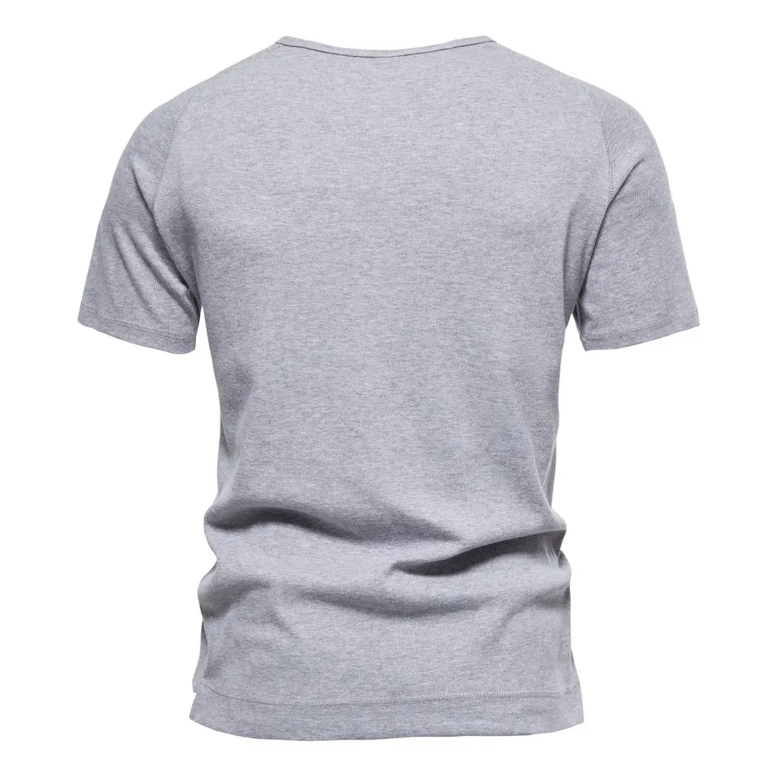 Men Blue Cotton T-Shirt Short Sleeve Retro European - Image 3