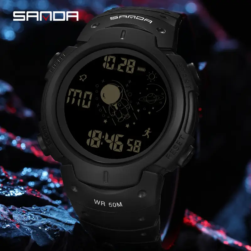 Sanda Black Waterproof 30m Sport Watch for Boys Girls - Image 10