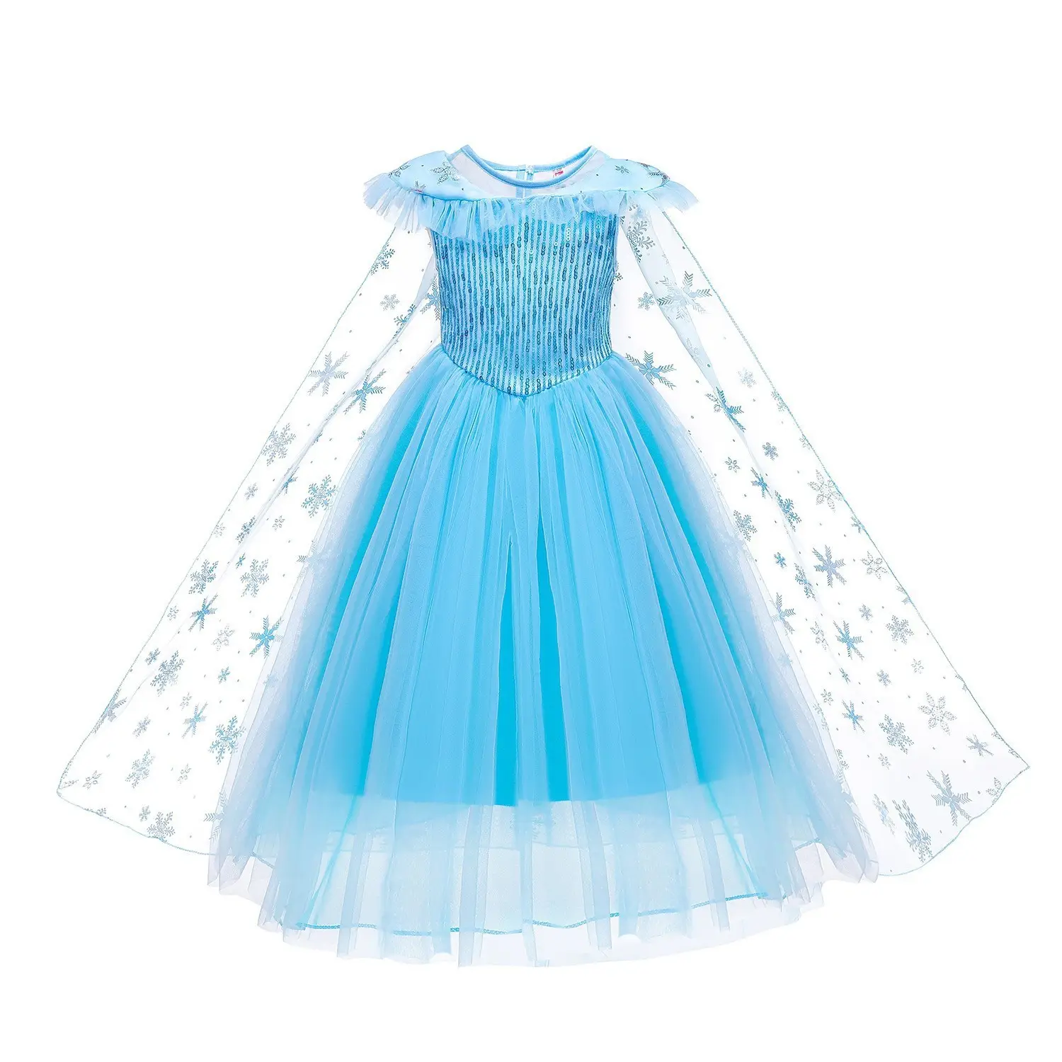 Frozen Elsa Princess Dress Blue Fluffy Gauze with Cape — feature 11