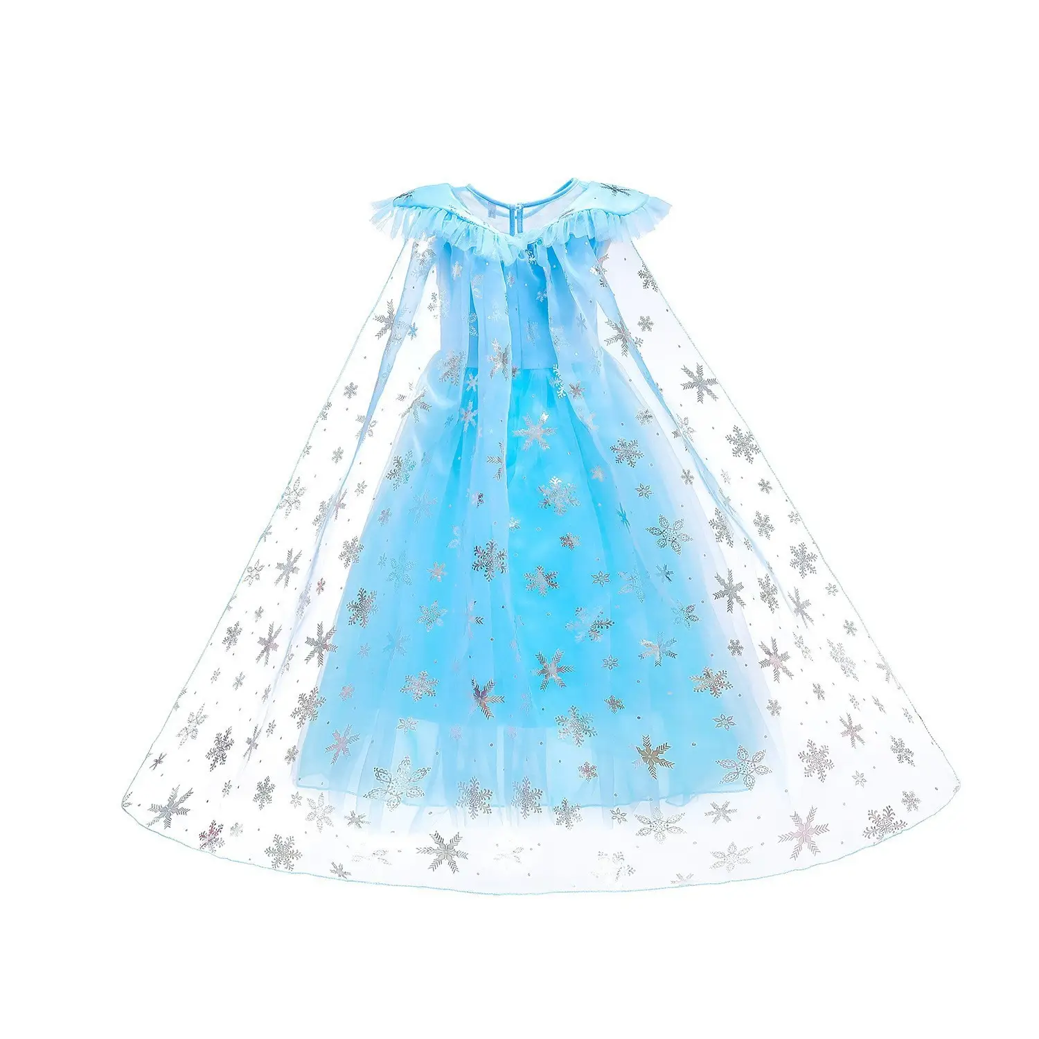 Frozen Elsa Princess Dress Blue Fluffy Gauze with Cape — feature 12