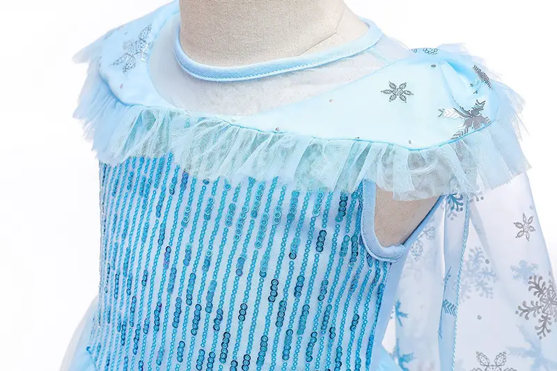 Frozen Elsa Princess Dress Blue Fluffy Gauze with Cape — feature 13