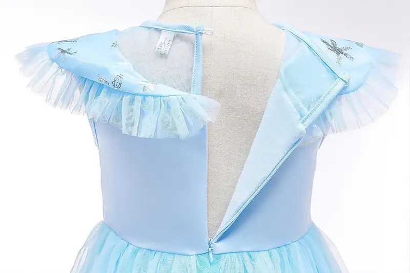 Frozen Elsa Princess Dress Blue Fluffy Gauze with Cape — feature 15