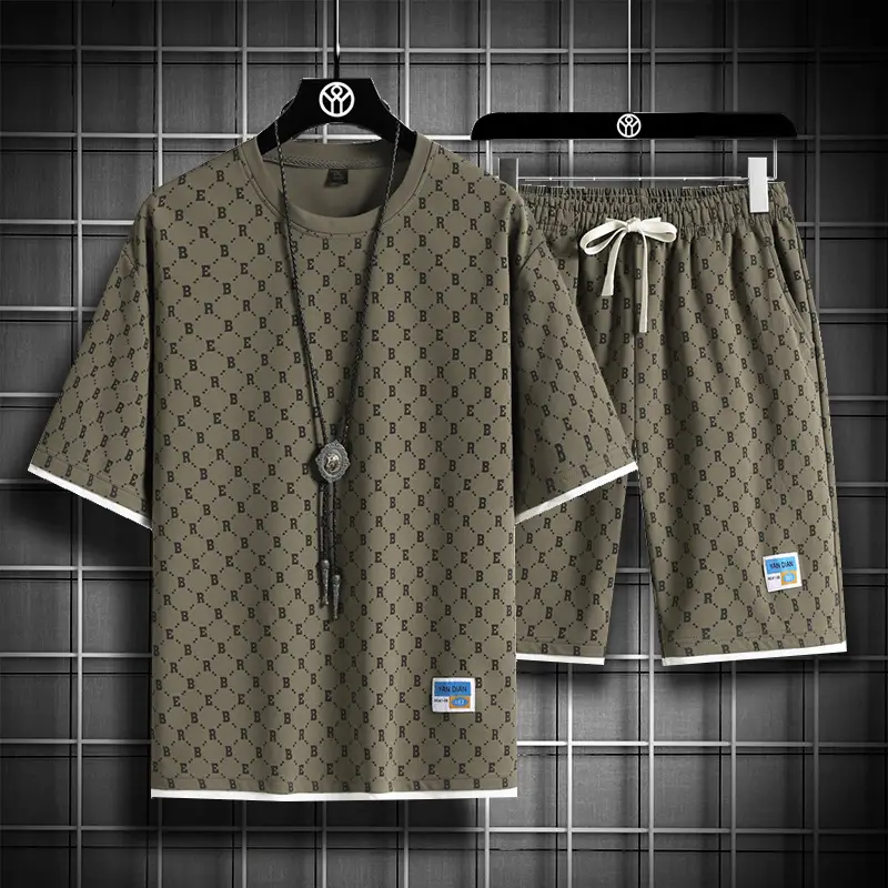 Men's Full Print Casual Suit Gray Bomber Style - Image 9