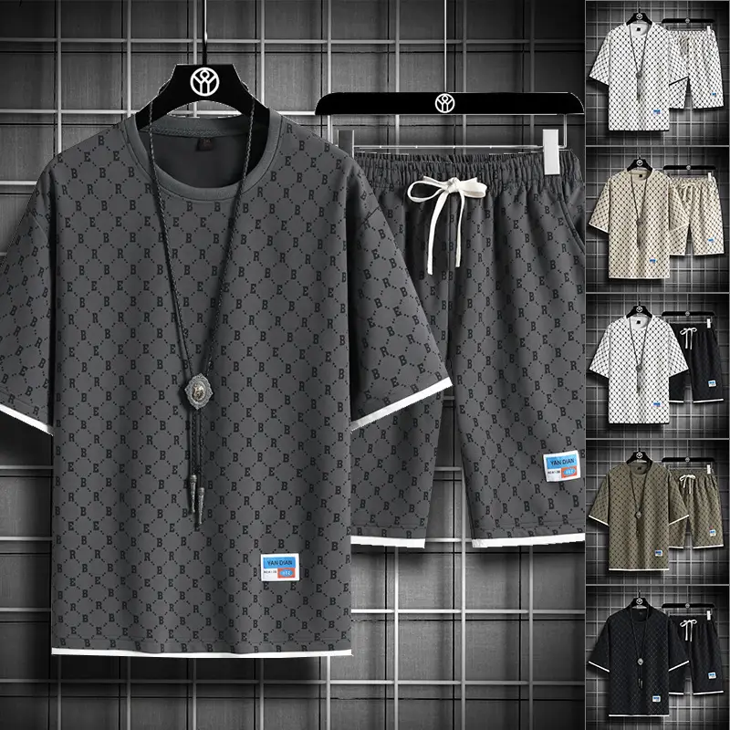 Men's Full Print Casual Suit Gray Bomber Style - Image 10