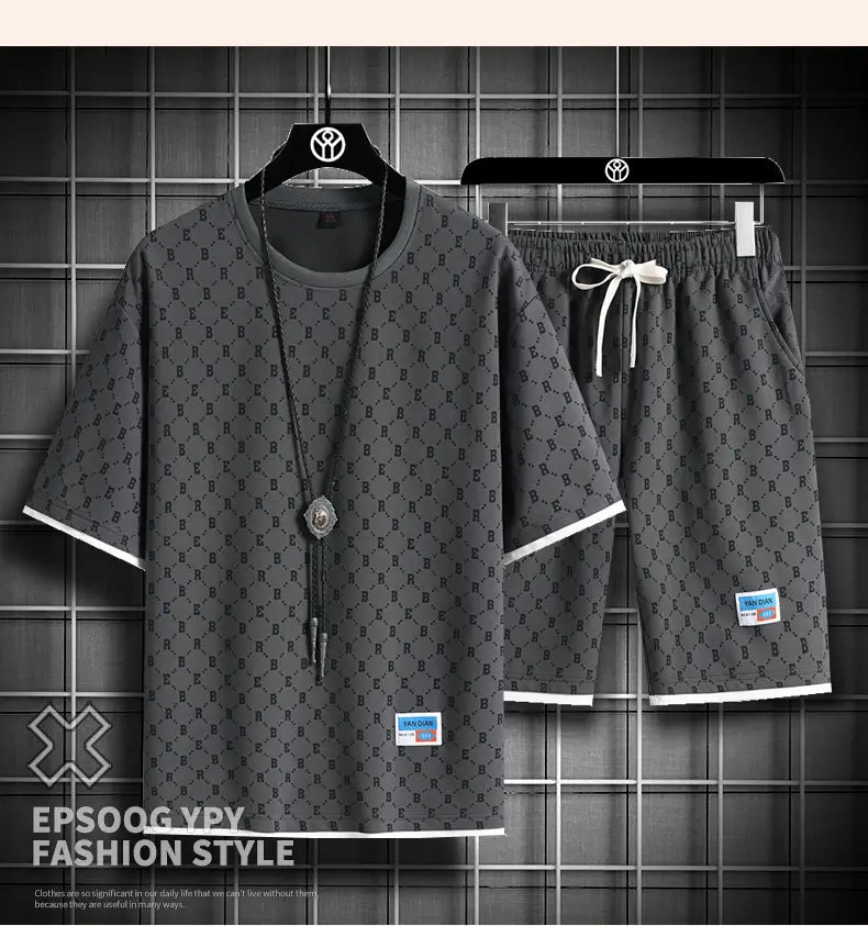Men's Full Print Casual Suit Gray Bomber Style — feature 15