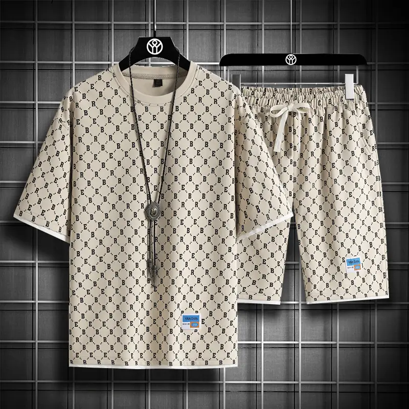 Men's Full Print Casual Suit Gray Bomber Style - Image 4