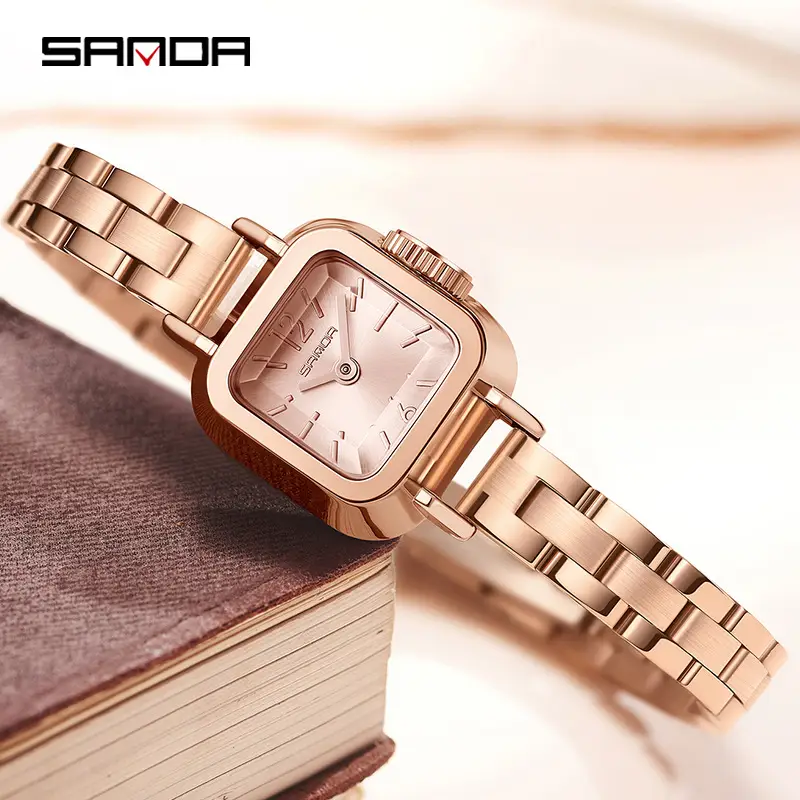 Sanda Gold Square Watch for Women Business Quartz Waterproof