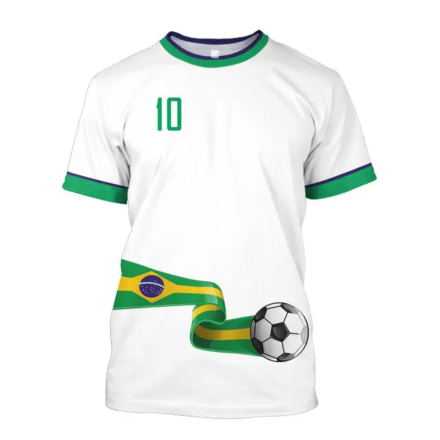 Brazil Football Team Shirt O-Neck Yellow Green 10
