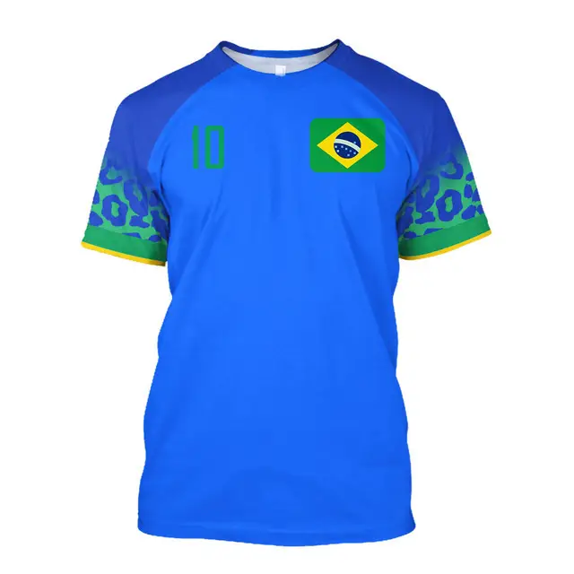 Brazil Football Team Shirt O-Neck Yellow Green 10