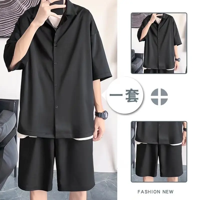 Men Black Casual Half Sleeve Shirt & Shorts Set