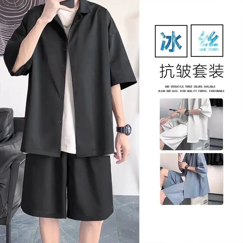 Men Black Casual Half Sleeve Shirt & Shorts Set