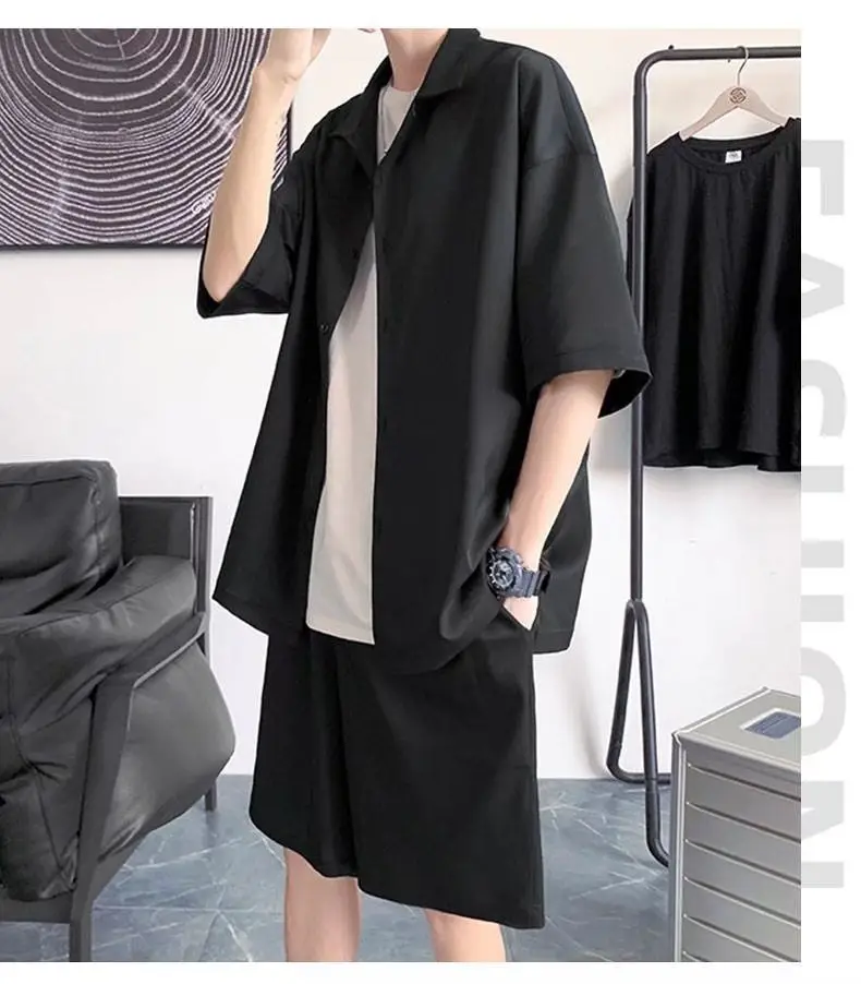 Men Black Casual Half Sleeve Shirt & Shorts Set — feature 12