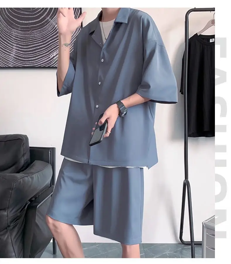 Men Black Casual Half Sleeve Shirt & Shorts Set — feature 6